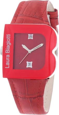 Laura Biagiotti Watches, female, Red, Size: ONE SIZE Elegant Leather Strap Dress Watch