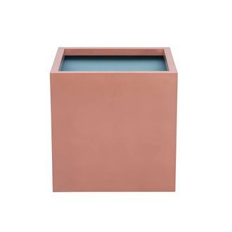 PRIMROSE Outdoor Zinc Square Cube Planter Copper Finish Weather Resistant 60cm