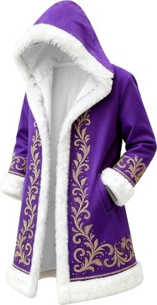 Generic Red Velvet Christmas Costume for Men Red Hooded Cape Santa Coat Plush Lining Long Sleeve Longline Soft Warm Fluffy Festival Holiday Party Xmas Winter 