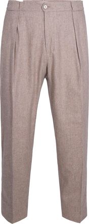 BRIGLIA 1949 Beige Wool-Blend Flannel Tailored Pants