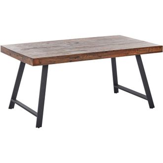 Beliani Tavolo da pranzo in legno di pino MDF gambe in metallo nero 160 x 90 cm stile industriale legno scuro Warton