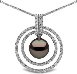 Yoko London Pendente in oro bianco 18kt con diamanti e perle dacqua dolce - Argento