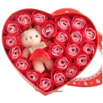 Trade Shop Trade Shop - Scatola Regalo A Forma Di Cuore Con Orsetto E Rose Per San Valentino Anniversari