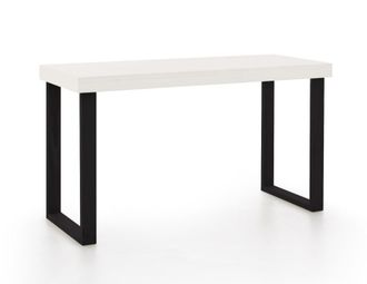 HOGAR 24 Escritorio de madera maciza natural, color blanco y negro