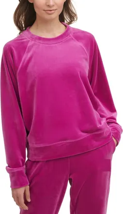 DKNY Velour Crewneck Sweatshirt In Wild Aster