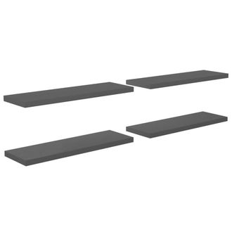 Berkfield Home Floating Wall Shelves 4 pcs High Gloss Grey 120x23.5x3.8 cm MDF
