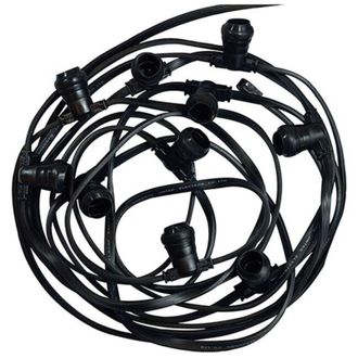 Vision-EL Vision-el - Guirnalda Led Plana Negra Con 20 Casquillos B22, 10 M, Resistente Al Agua Ip44