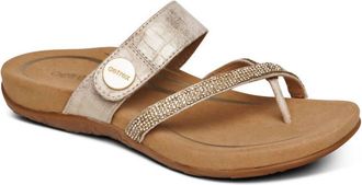 Aetrex Womens Izzy Sparkle Sandal In Gold Sparkle