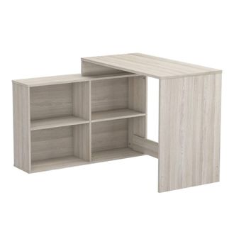 Calicosy Reversible Corner Desk With 4 Compartments, 111.9 Cm Wide - Corner in Light Oak