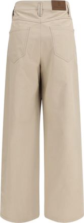 Brunello Cucinelli Womens Cotton Loose Wrap Pants With Monili Sandshell Trousers