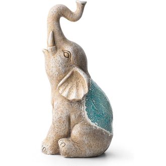 Glitzhome MGO Faux Granite and Mosaic Sitting Elephant Statue in Light Beige at Nordstrom, Size Medium
