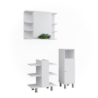 Vicco Set De Muebles De Ba&ntilde;o Fynn, Blanco, 3 Partes