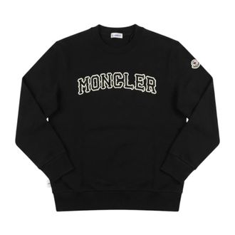 Moncler Katoenen sweatshirt met logo - Heren - Sweatshirts & Hoodies - Zwart - Maat: XL Katoen
