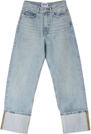 Moschino Hoge Taille Sigaret Jeans met Berggrafiek - Dames - Regular Fit Jeans - Blauw - W28 - Katoen - Jeans