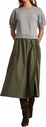 Tanya Taylor Shayna Dress In Heather Gray / Army Green