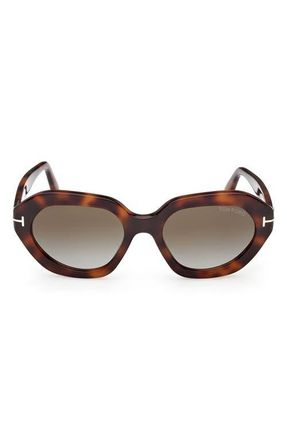 Tom Ford Meryl 53mm Gradient Geometric Sunglasses in Blonde Havana /Gradient Green at Nordstrom