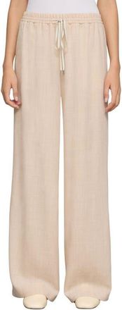 Lafayette 148 New York Penn Wool & Silk Wide Leg Pants in Taupe Melange at Nordstrom, Size Medium