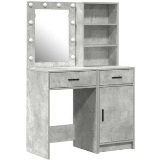 vidaXL Conjunto De Mesa De Tocador Con Caj&oacute;n 2 Pcs Gris Concreto Vidaxl