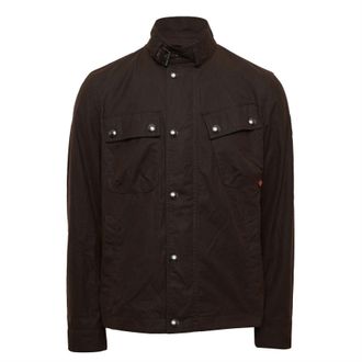 Belstaff Mens Beat Waxed Jacket in Dark Brown - Size X-Large