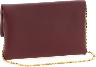 Fendi Womens Mamma Baguette Clutch Burgundy Lamb Leather