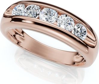 Pompeii3 3/4Ct Mens Diamond 5-Stone Wedding Ring Channel Set 10k Gold Lab Grown