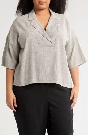 Renee C Oversize Stripe Cotton Blend Top in Grey at Nordstrom Rack, Size 2X
