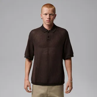 Nike Jordan Mens Jordan Flight Short-Sleeve Knit Polo in Brown | IF1909-220