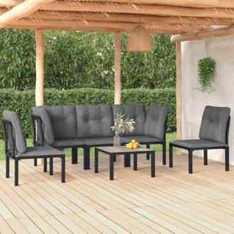 vidaXL Juego De Muebles De Jard&iacute;n 6 Pzas Rat&aacute;n Sint&eacute;tico Negro Y Gris Vidaxl