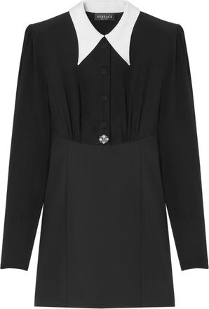 Versace pearl-detailing mini dress - women - Silk/Virgin Wool/Elastane/Silk/Acetate - 44 - Black