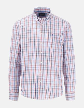 Fynch-Hatton Mens Combi Check Shirt Poppy Red - Size: 40/Regular