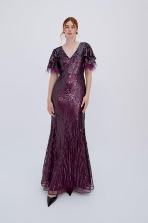 Raishma Selene Burgundy Gown in Purple at Nordstrom, Size 14 Uk