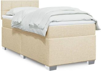 vidaXL Cama Box Spring Con Colch&oacute;n Tela Color Crema 100x200 Cm Vidaxl