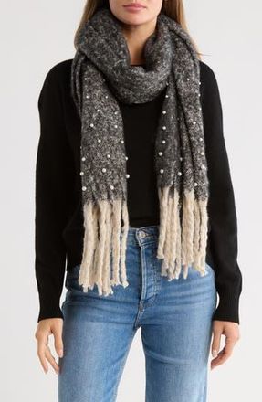 Nanette Lepore Faux Pearl Fringe Scarf in Black at Nordstrom Rack
