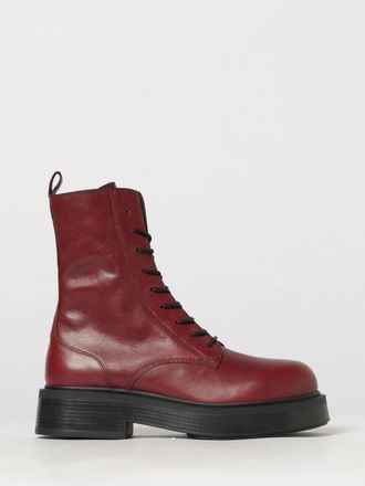 Vic Mati&eacute; Calfskin Leather Combat Boots with Side Zip and Rubber Sole