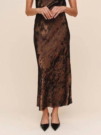 Bella Dahl Womens Shimmer Bias Maxi Skirt In Bronze