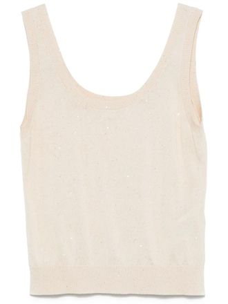 Eleventy Gebreide tanktop - Beige