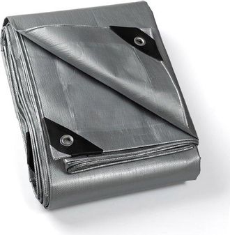 No Brand Lona Impermeable Con Ojales De 4 M X 5 M. Lona Gris De 200 G/m&sup2;, Cubierta Protectora, Cubierta Vers&aacute;til, Resistente Al Desgarro, Estabilizada Contra L
