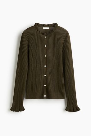 H&M Cardigan in Rippstrick - Dunkles Khakigr&uuml;n
