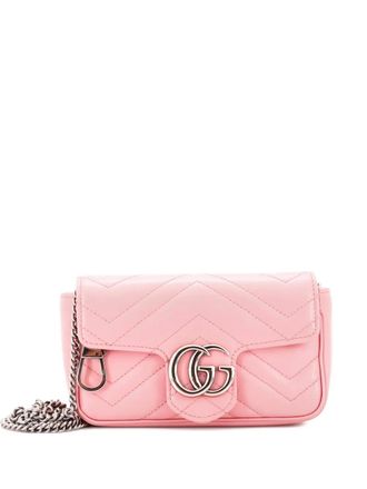 Gucci GG Marmont Flap Bag Matelasse Leather Super Mini crossbody bag - women - Calf Leather - One Size - Pink