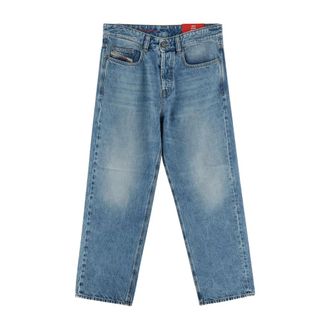 Diesel Straight Jeans, male, Blue, Size: W34 Cotton Denim Trouser