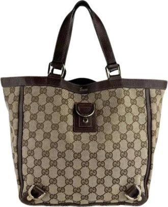 Gucci Pre-owned Tote Bags, female, Brown, Size: ONE SIZE Pre-owned Vintage Canvas Tote Bag