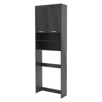 ECD Germany Armario para lavadora gris oscuro mueble alto organzador ba&ntilde;o