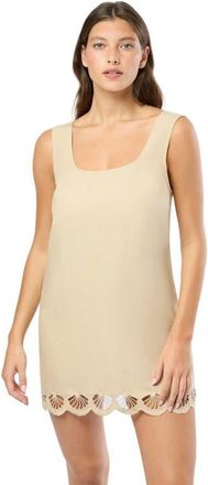 Onia Air Linen Scallop Mini Dress in Jute at Nordstrom, Size X-Large