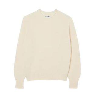 Lacoste 3D Knit Carded Wool Sweater - Dames - Ronde hals truien - Beige - 2XS - Wol - Truien & Vesten