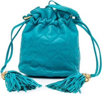 Chanel Pre-owned Bucket Bags, female, Blue, Size: ONE SIZE Pre-owned Leather chanel-bags
