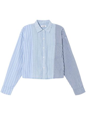 Re/Done patchwork striped shirt - women - Cotton - S - Blue