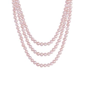 Splendid Pearls Endless Pink 80 Freshwater Pearl Necklace