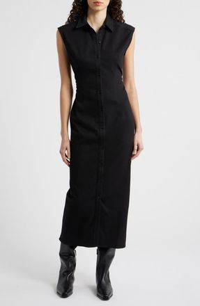 Rag & Bone Leah Airflex Midi Shirtdress in Black at Nordstrom, Size 14