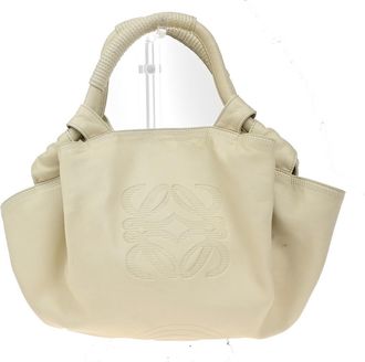 Loewe Anagram Logo Nappa Aire Hand Bag Leather White Leather Handbag (Pre-Owned)