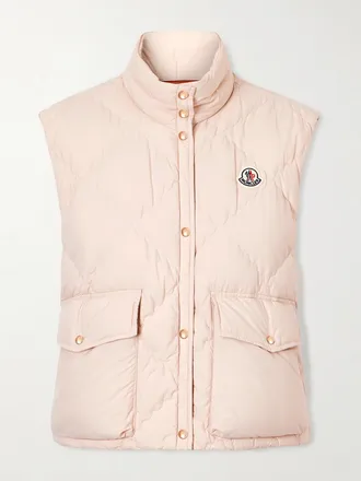 Moncler Piumino Smanicato Cropped In Shell Trapuntato Con Applicazione Biois - Rosa